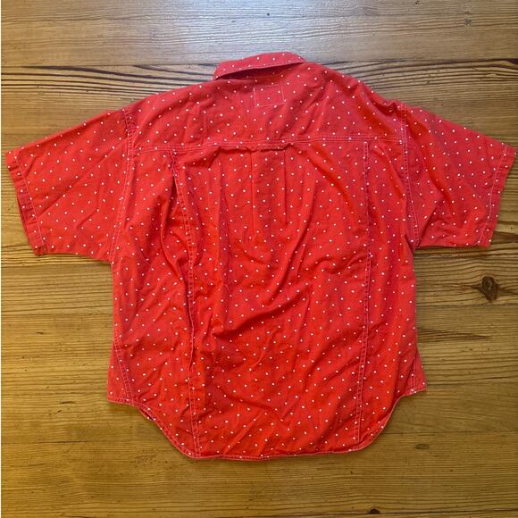 Chaus Sport 90s red white polka dot short sleeve button up womens shirt SIZE M - Picture 5 of 5